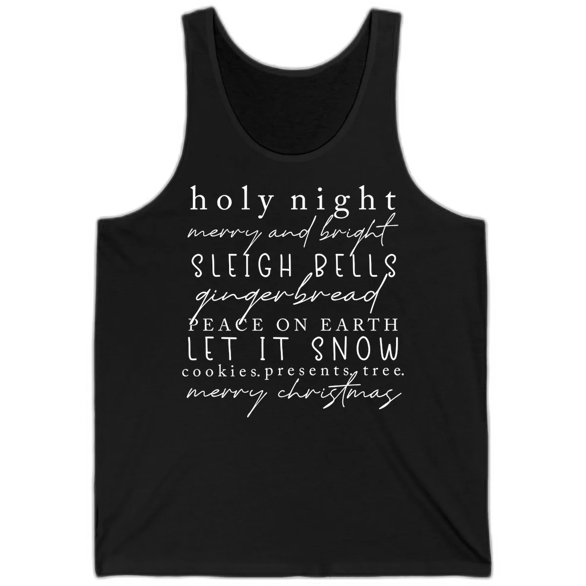 Holiday Phrases Typography Tank in Black