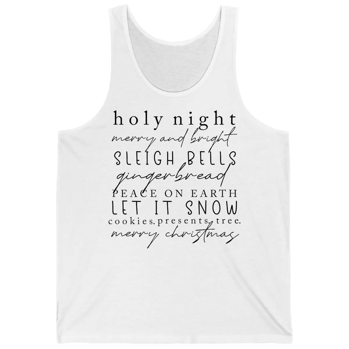 Holiday Phrases Typography Tank in White