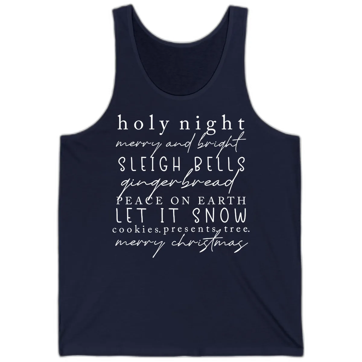 Holiday Phrases Typography Tank in Navy