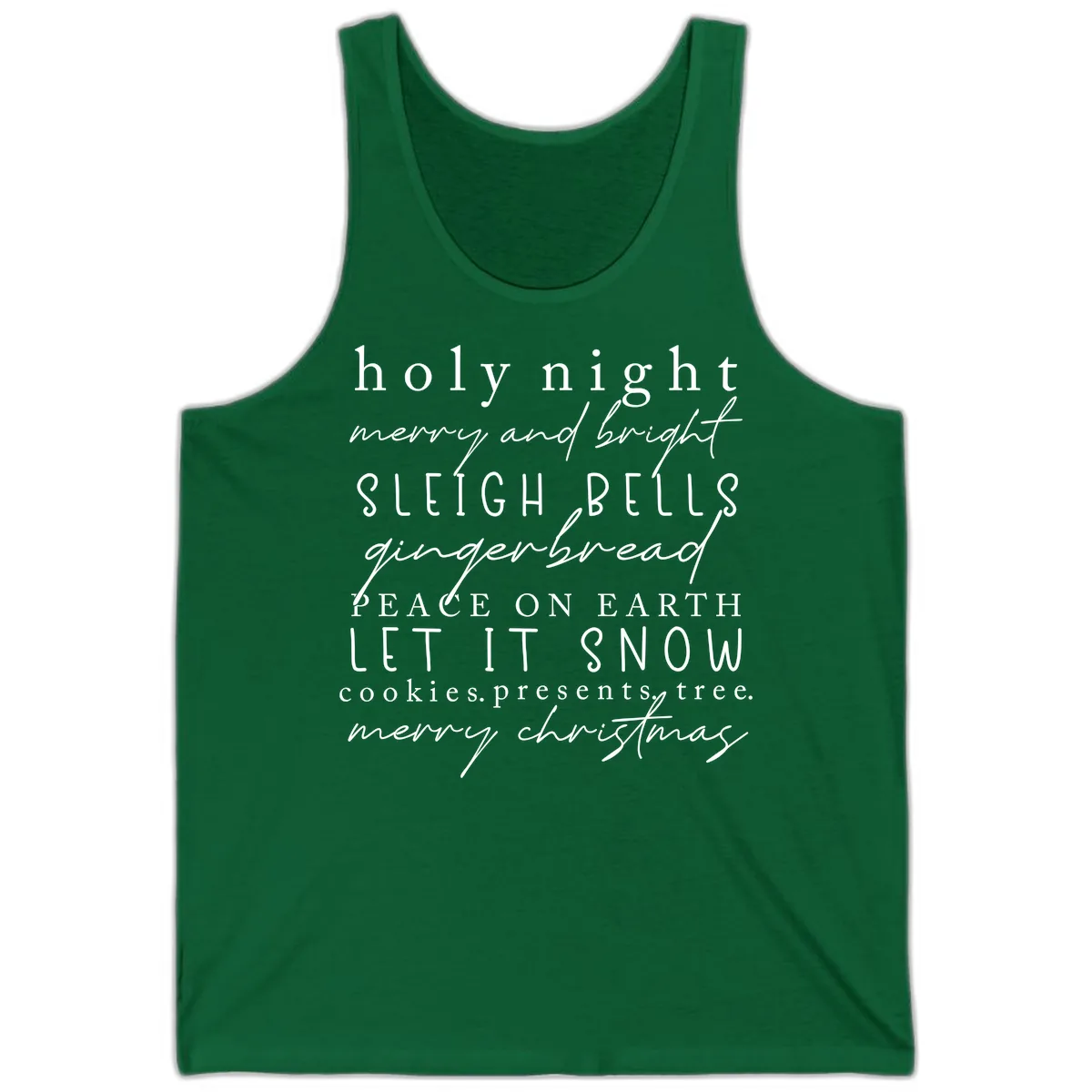 Holiday Phrases Typography Tank in Kelly