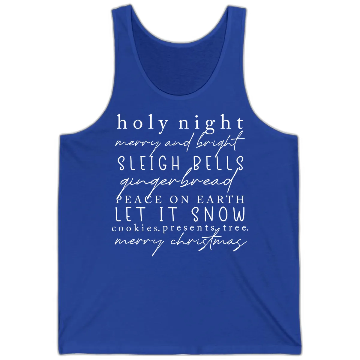 Holiday Phrases Typography Tank in True Royal