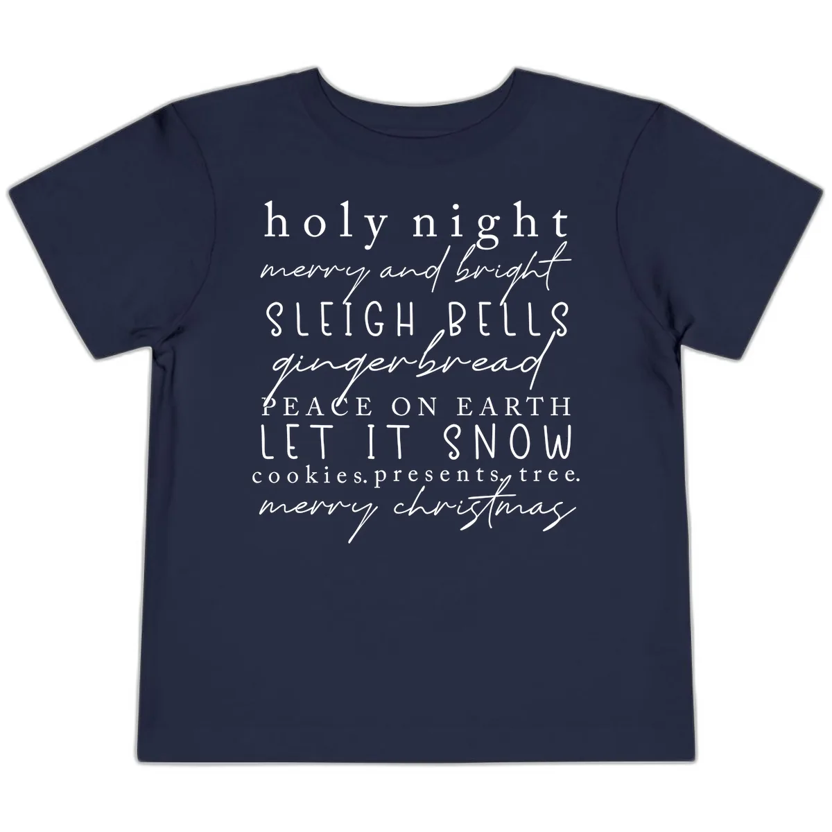 Holiday Phrases Typography Toddler T-Shirt in Navy