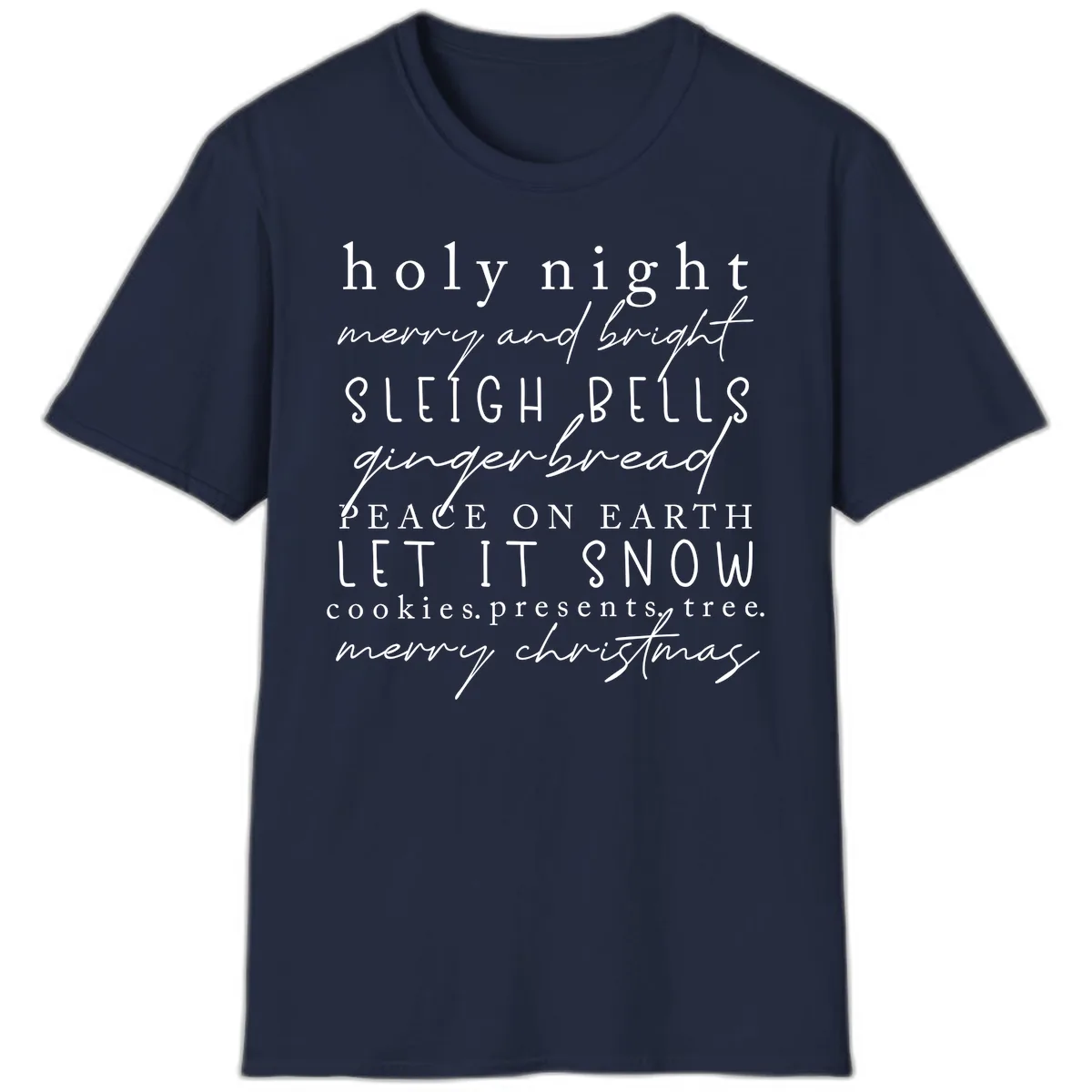Holiday Phrases Typography T-Shirt in Navy