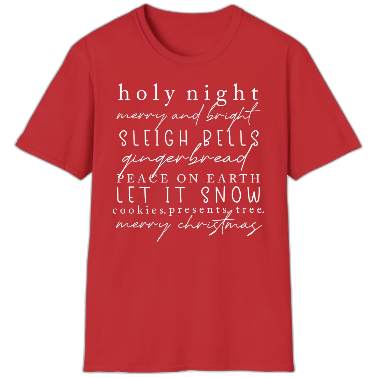 Holiday Phrases Typography T-Shirt in Red