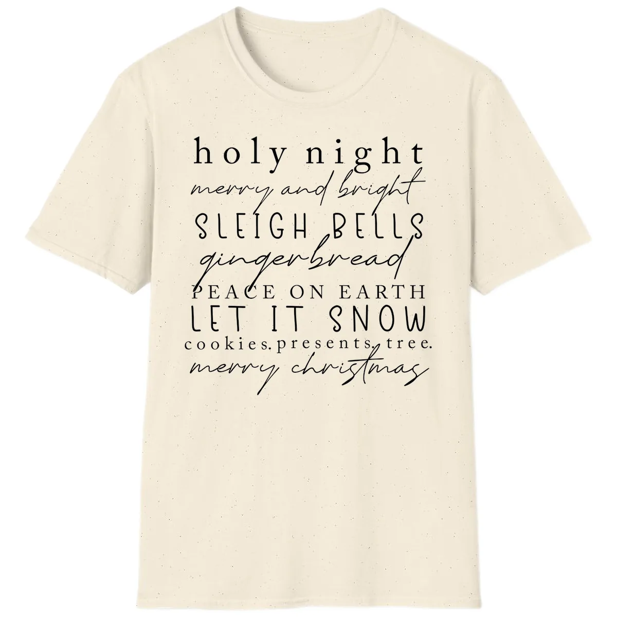 Holiday Phrases Typography T-Shirt in Natural