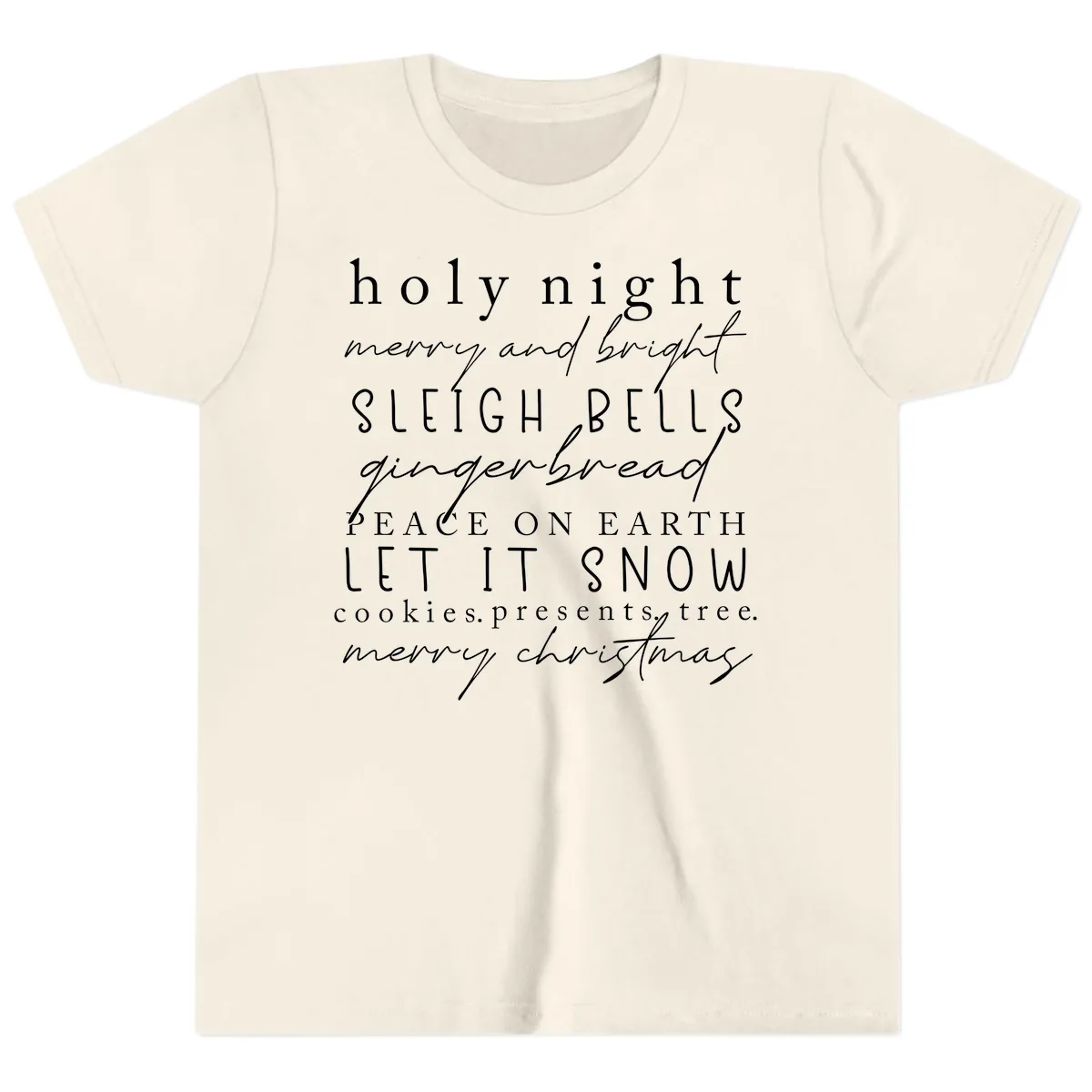Holiday Phrases Typography Youth T-Shirt in Natural