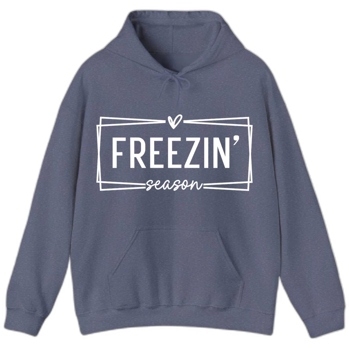 Freezin' Season Winter Graphic Hoodie in Heather Navy