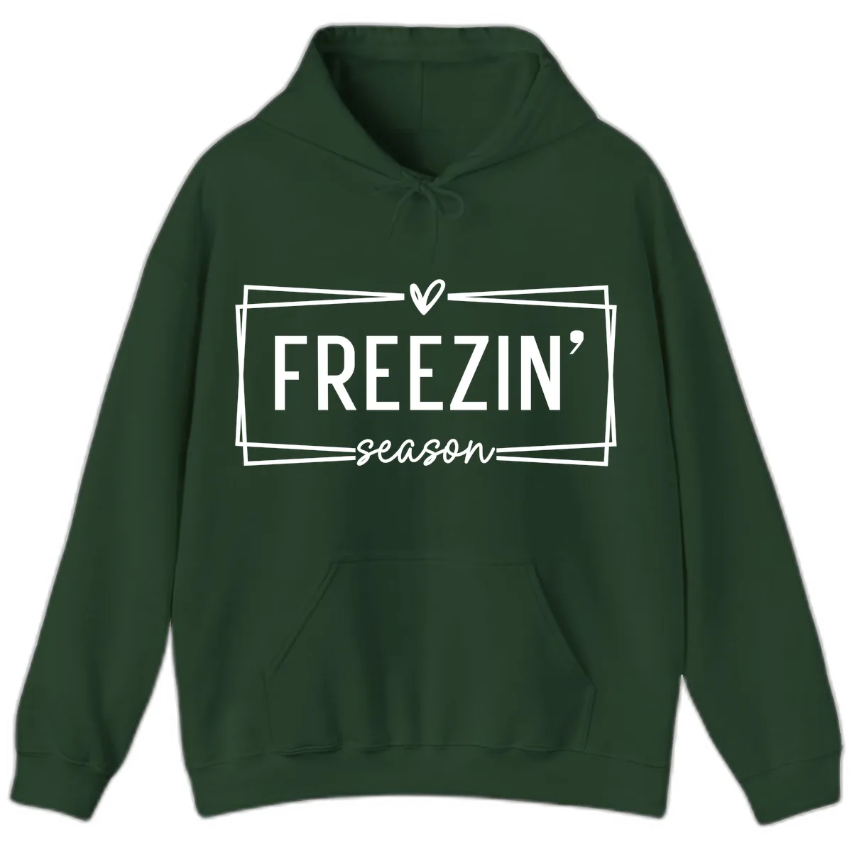 Freezin' Season Winter Graphic Hoodie in Forest Green