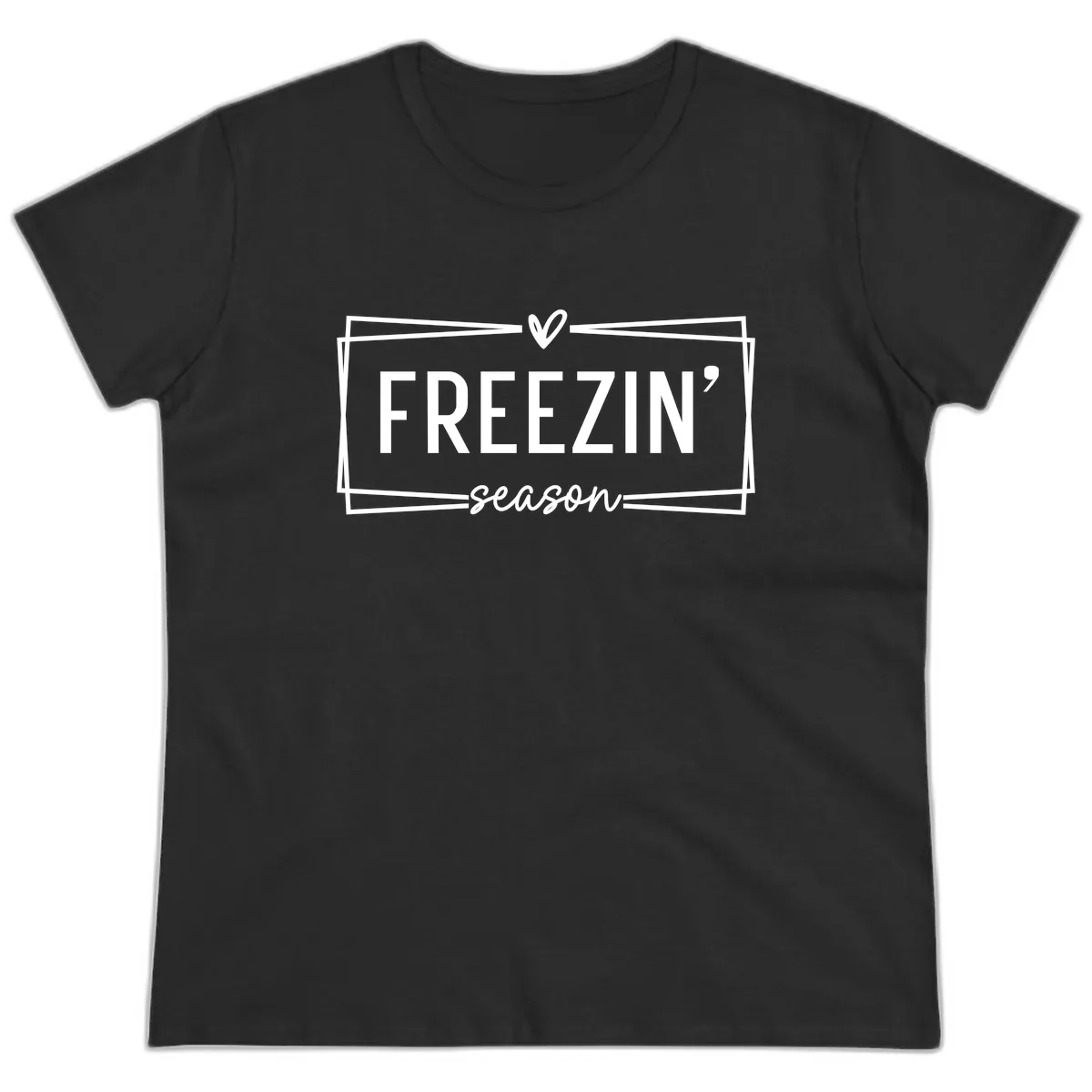 Freezin' Season Winter Graphic Ladies Tee in Black