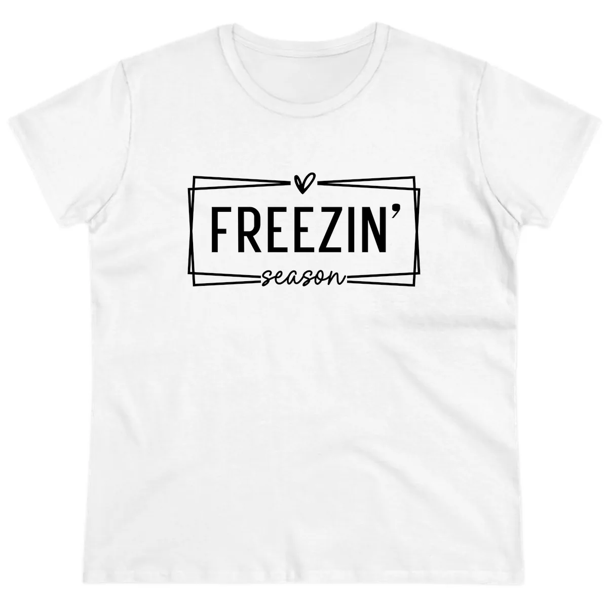 Freezin' Season Winter Graphic Ladies Tee in White