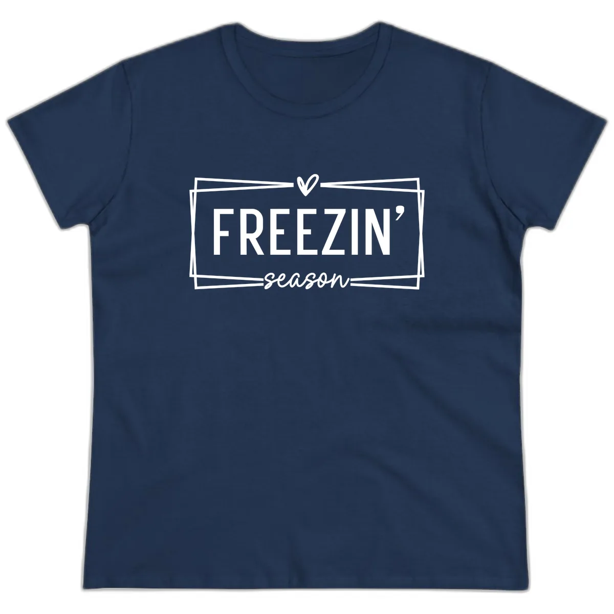 Freezin' Season Winter Graphic Ladies Tee in Navy