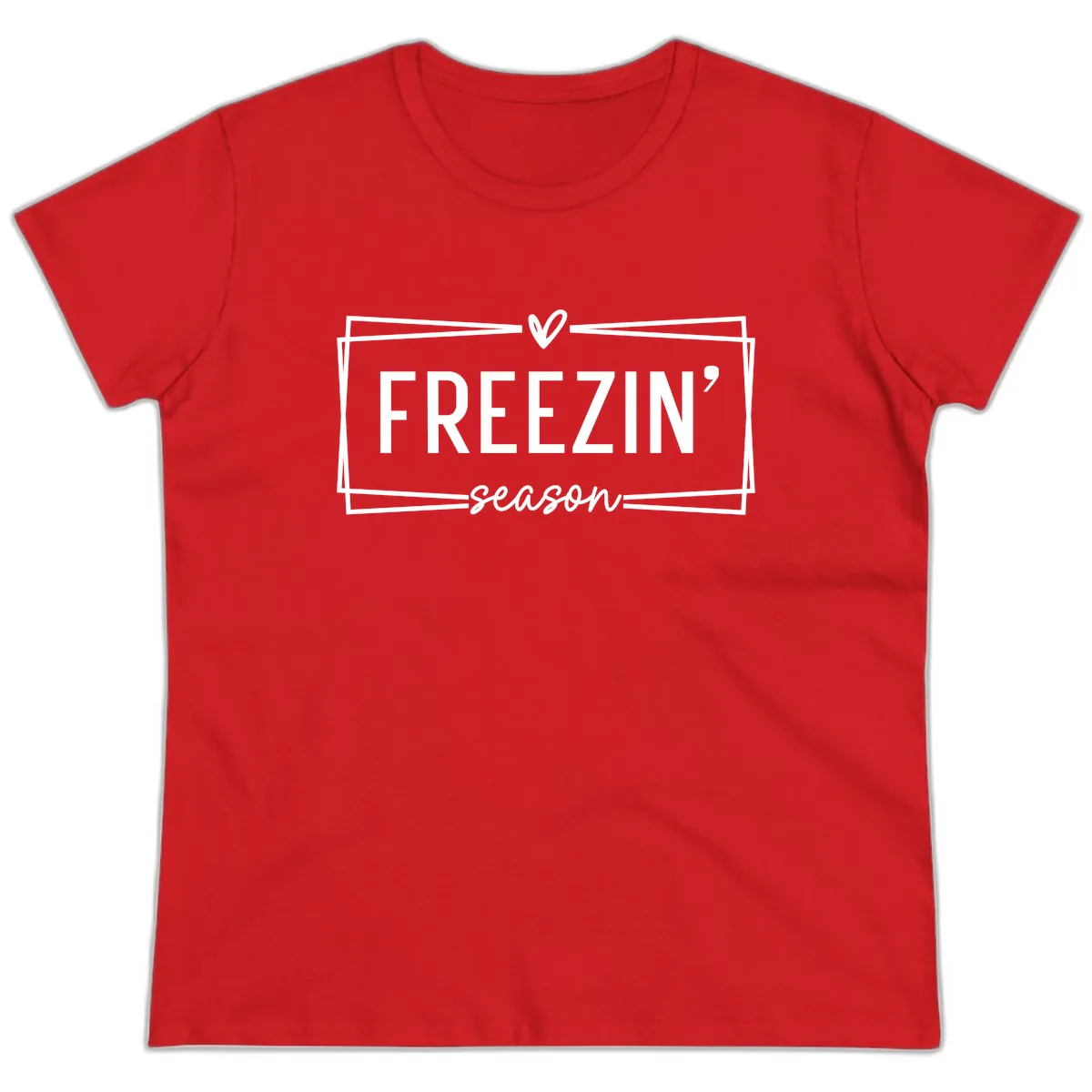 Freezin' Season Winter Graphic Ladies Tee in Red