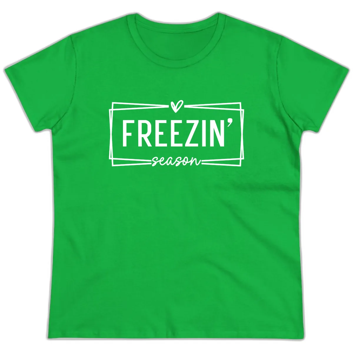 Freezin' Season Winter Graphic Ladies Tee in Irish Green