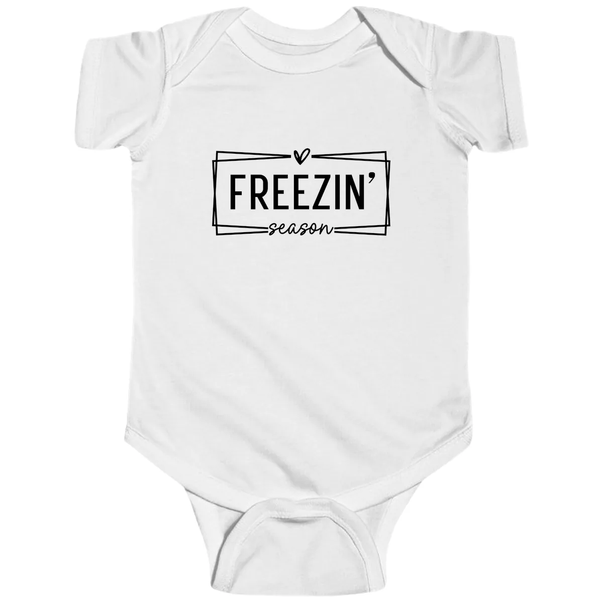 Freezin' Season Winter Graphic Baby Onesie in White