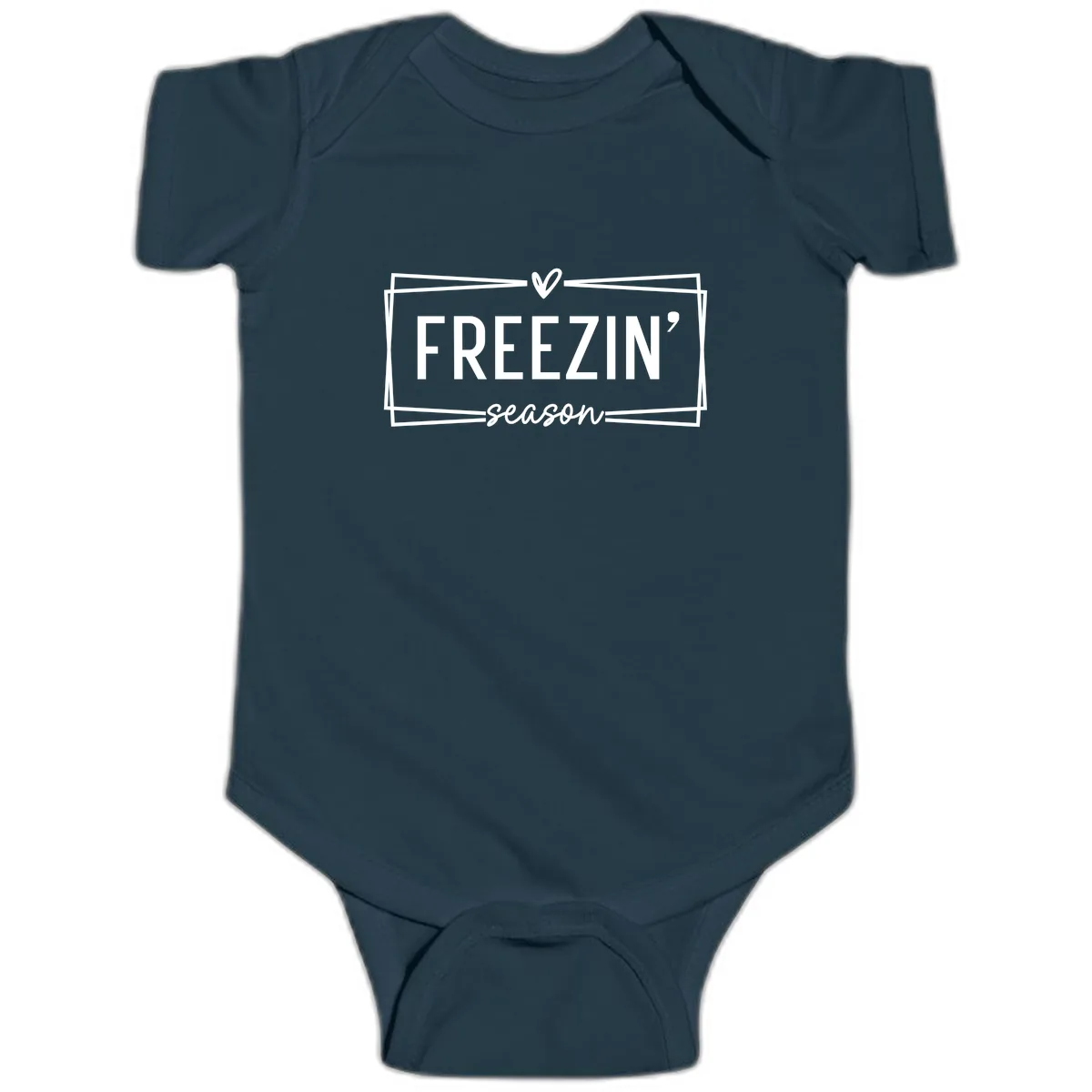 Freezin' Season Winter Graphic Baby Onesie in Navy