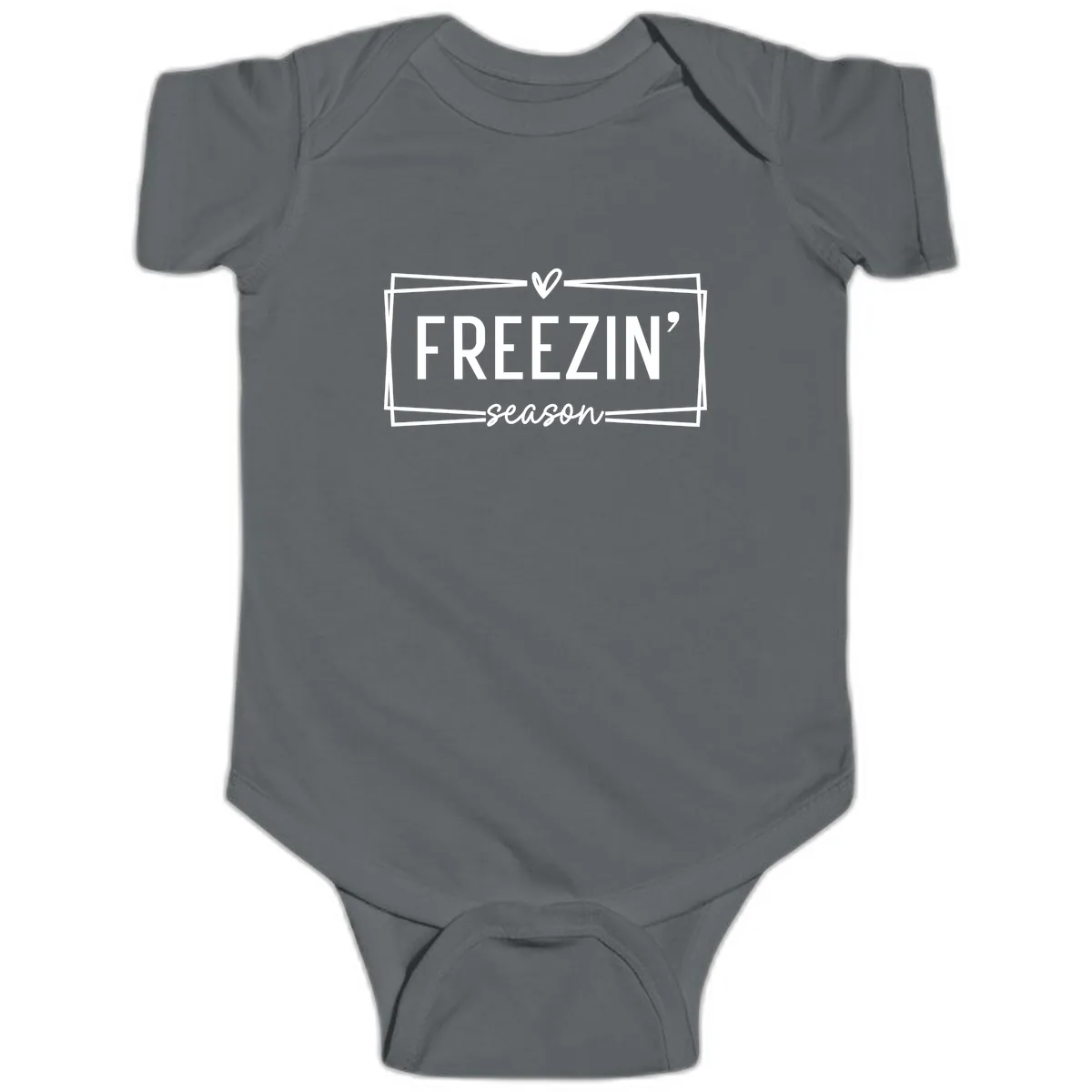 Freezin' Season Winter Graphic Baby Onesie in Charcoal
