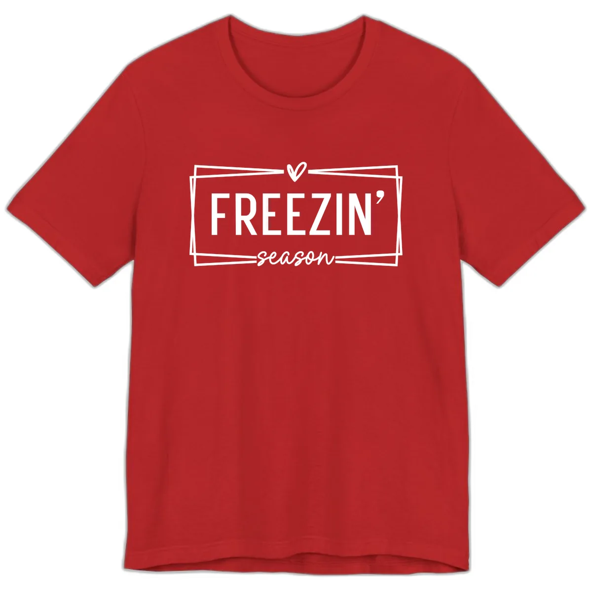 Freezin' Season Winter Graphic Premium T-Shirt in Red