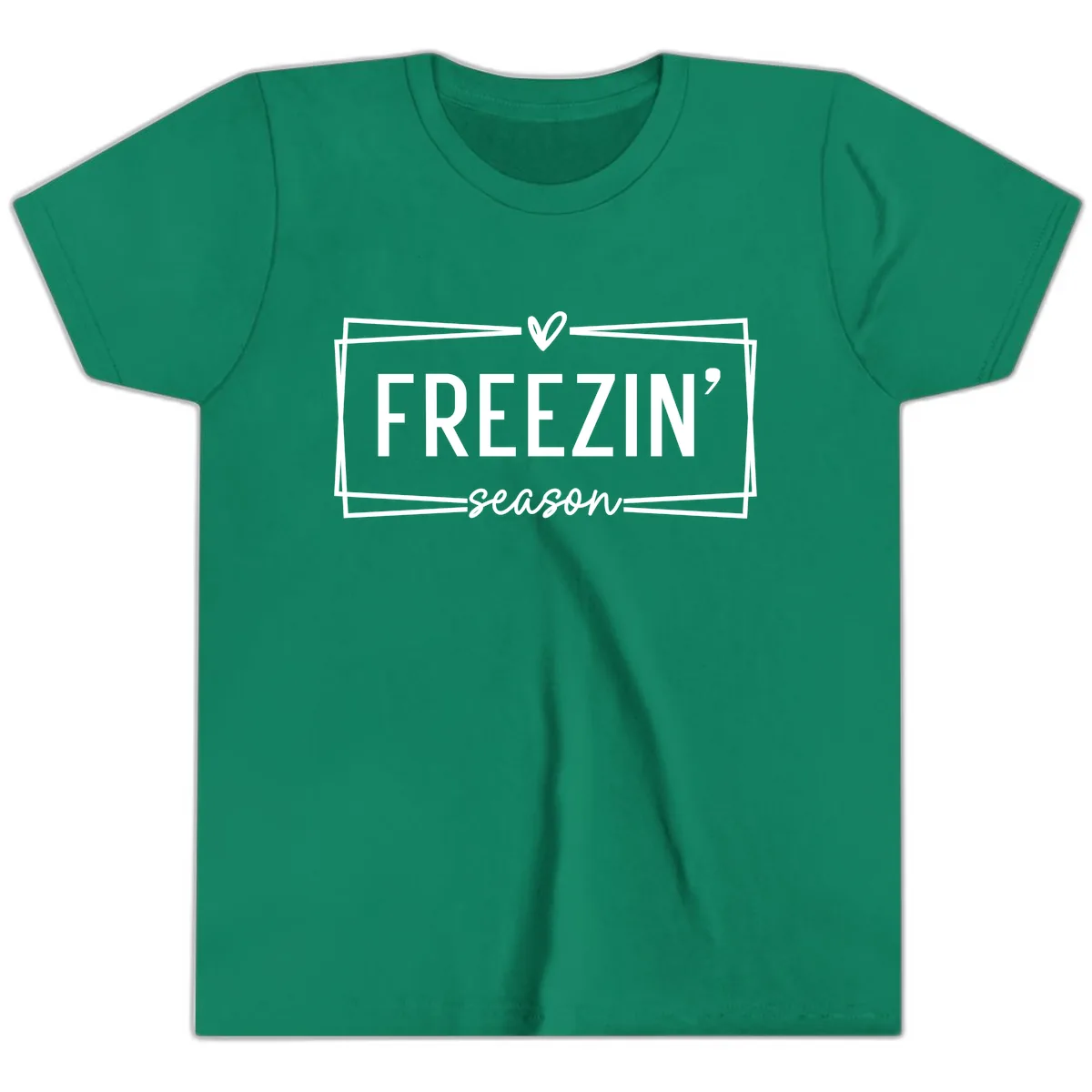 Freezin' Season Winter Graphic Youth T-Shirt in Kelly