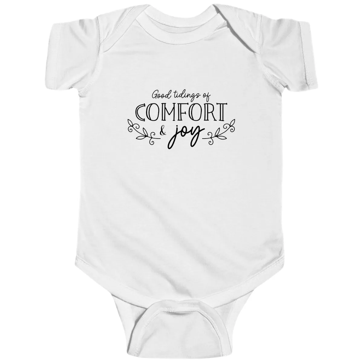 Good Tidings of Comfort and Joy Baby Onesie in White
