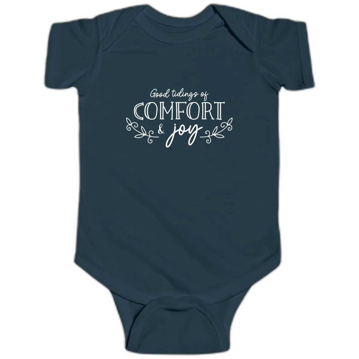 Good Tidings of Comfort and Joy Baby Onesie in Navy