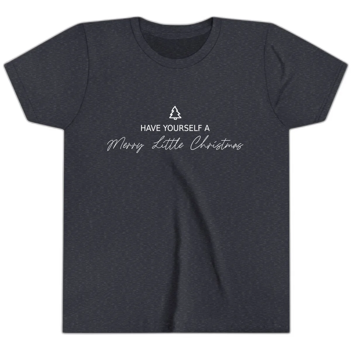 Have Yourself A Merry Little Christmas Youth T-Shirt in Heather Navy