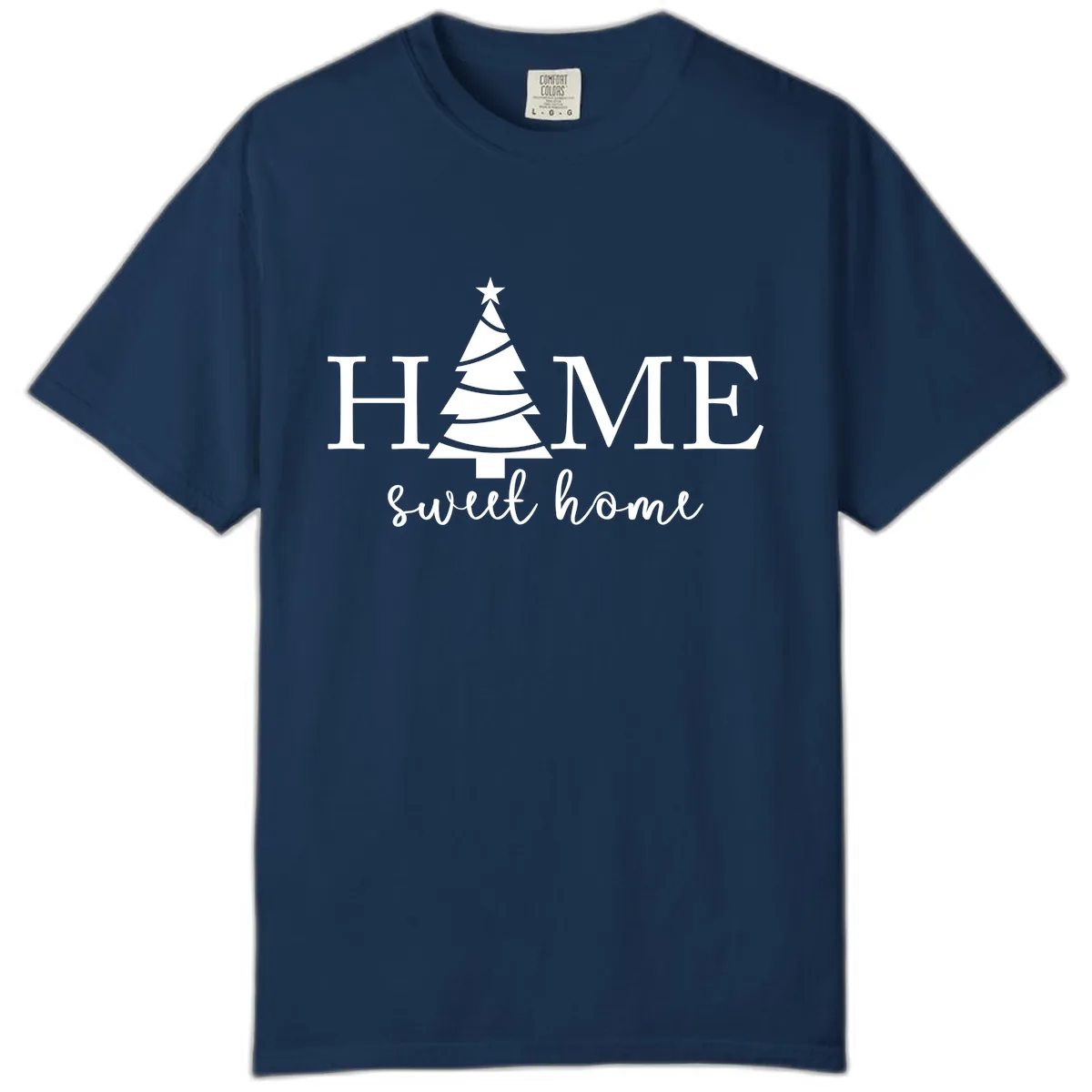 Home Sweet Home Christmas Tree Design Comfort Color in Navy