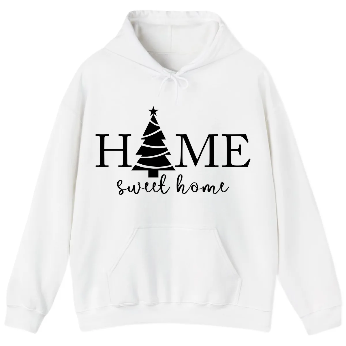 Home Sweet Home Christmas Tree Design Hoodie in White