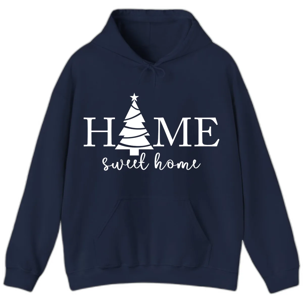 Home Sweet Home Christmas Tree Design Hoodie in Navy