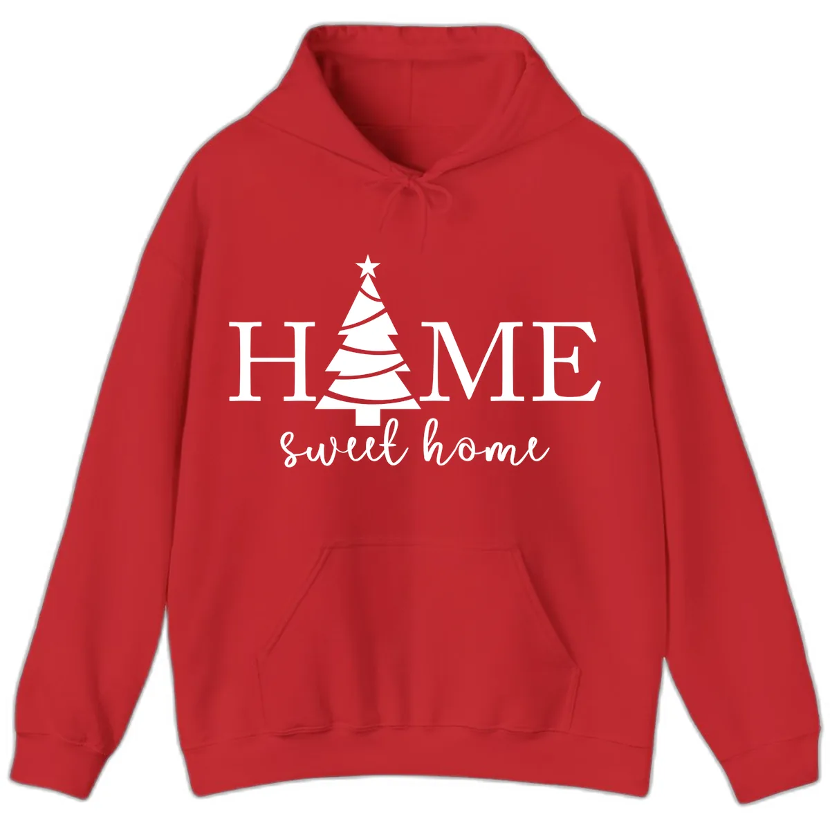 Home Sweet Home Christmas Tree Design Hoodie in Red