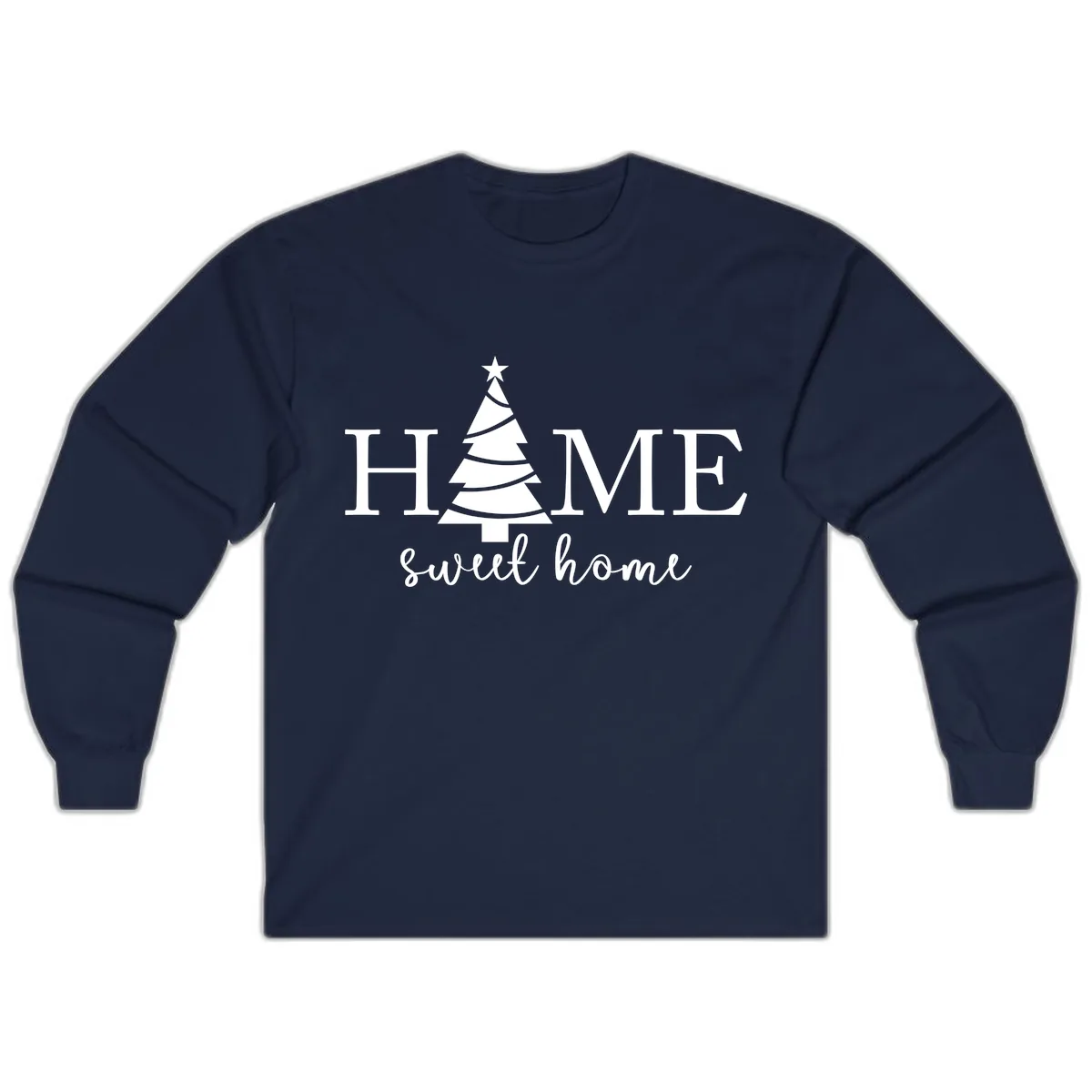 Home Sweet Home Christmas Tree Design Long Sleeve in Navy