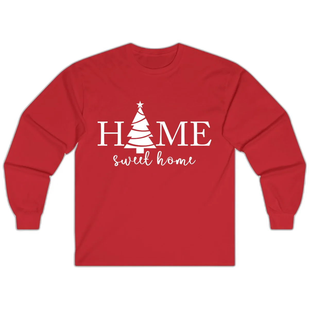 Home Sweet Home Christmas Tree Design Long Sleeve in Red