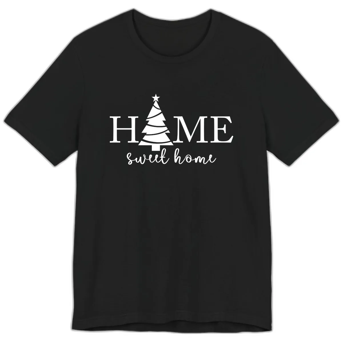 Home Sweet Home Christmas Tree Design Premium T-Shirt in Black