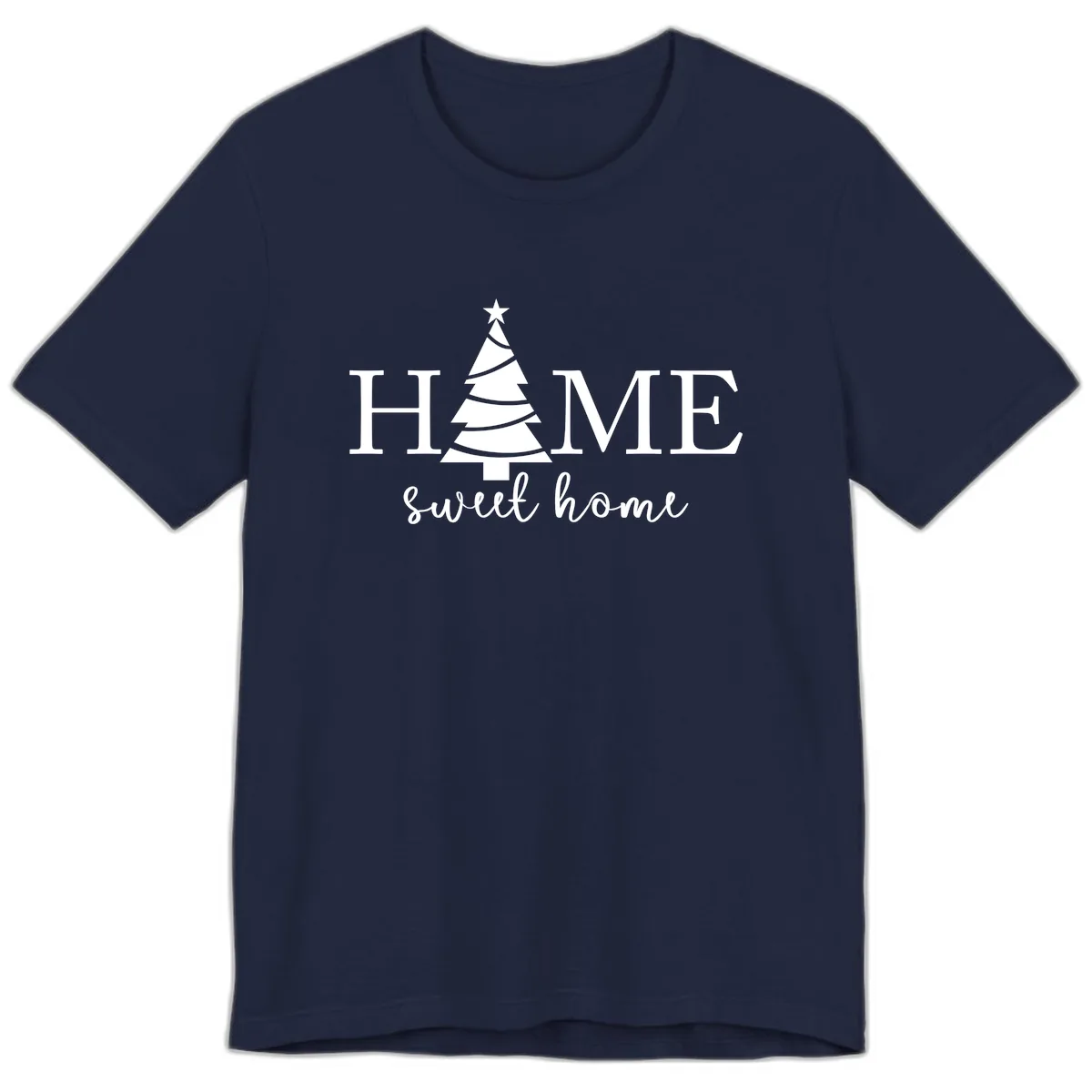 Home Sweet Home Christmas Tree Design Premium T-Shirt in Navy