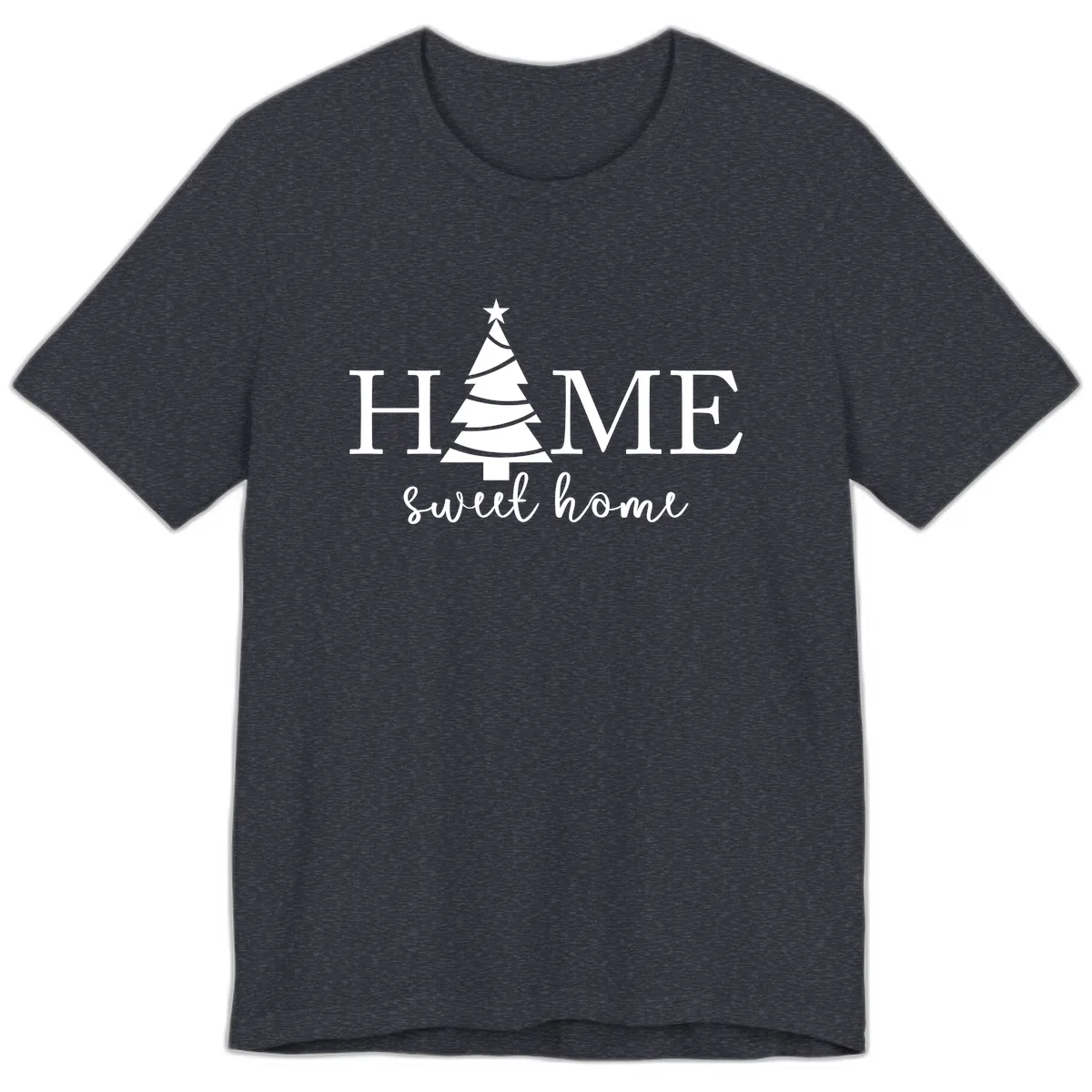Home Sweet Home Christmas Tree Design Premium T-Shirt in Heather Navy