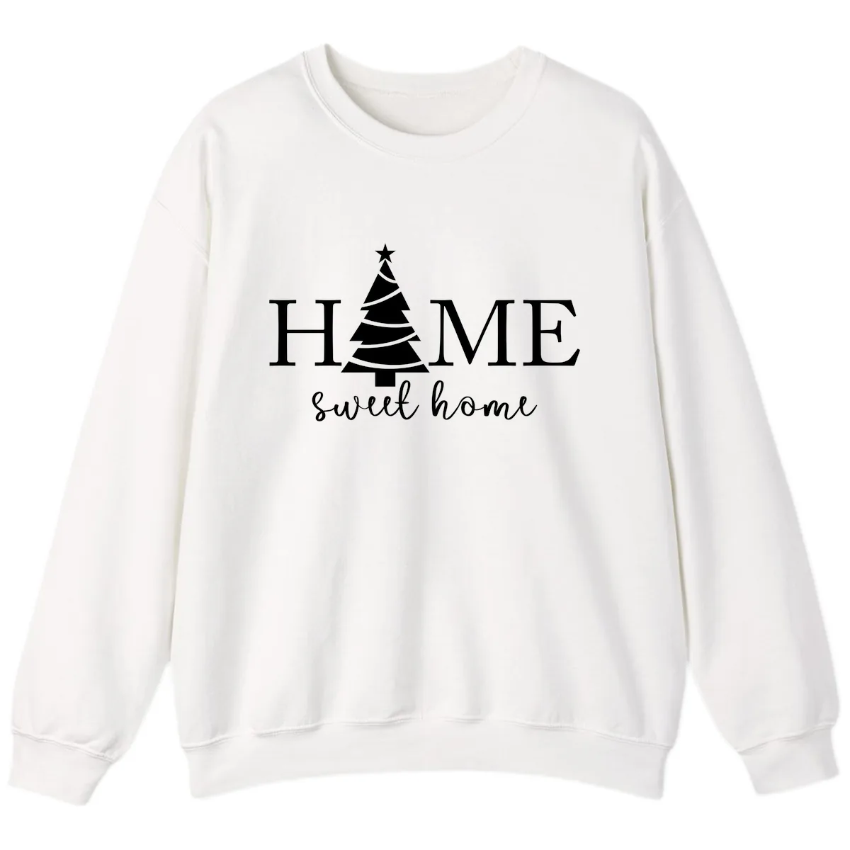 Home Sweet Home Christmas Tree Design Sweatshirt in White