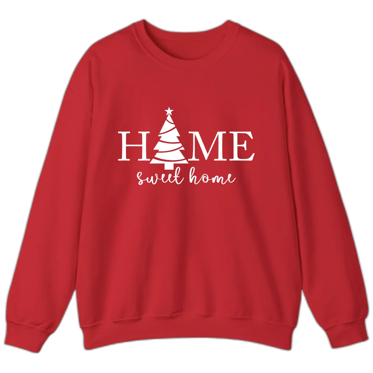 Home Sweet Home Christmas Tree Design Sweatshirt in Red