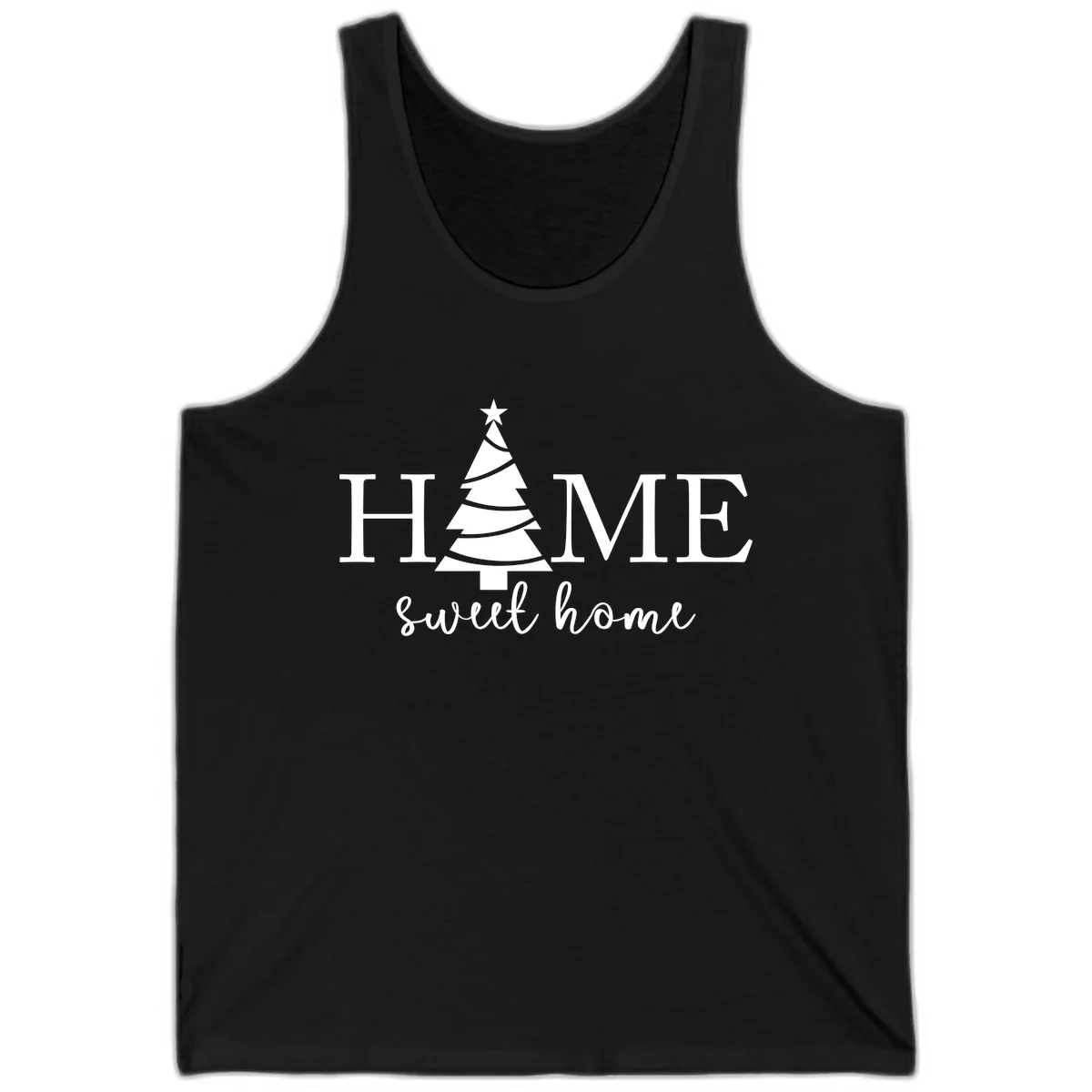 Home Sweet Home Christmas Tree Design Tank in Black