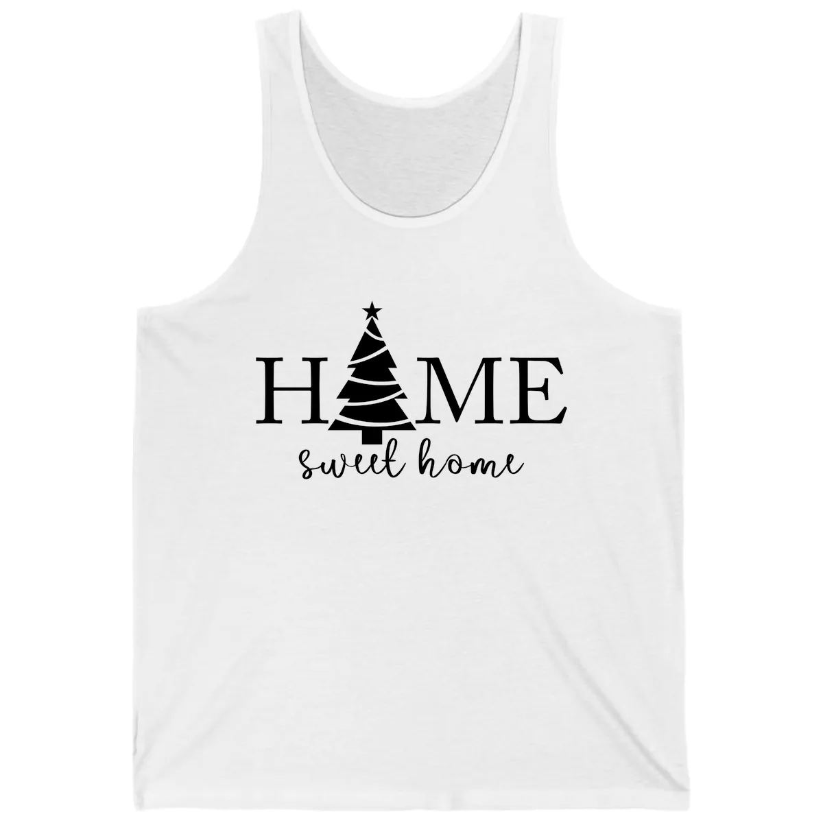 Home Sweet Home Christmas Tree Design Tank in White