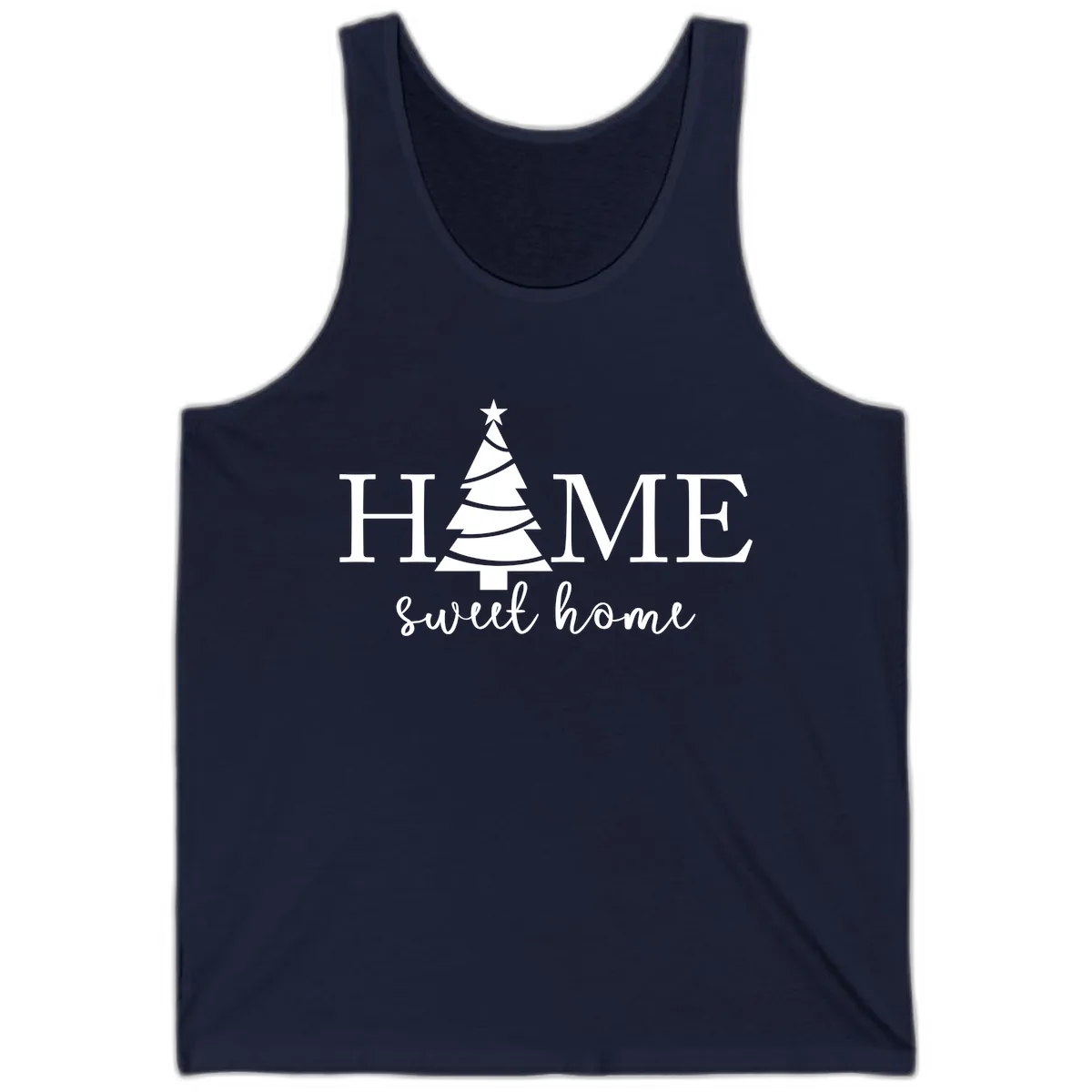 Home Sweet Home Christmas Tree Design Tank in Navy
