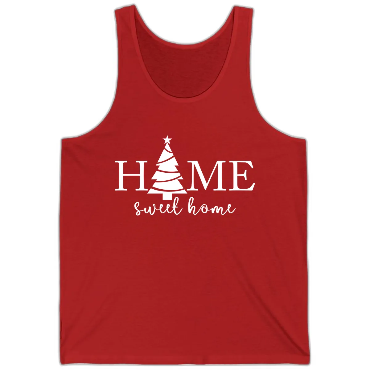 Home Sweet Home Christmas Tree Design Tank in Red