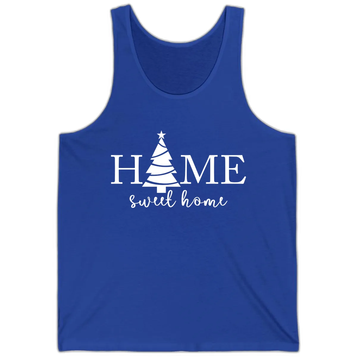 Home Sweet Home Christmas Tree Design Tank in True Royal