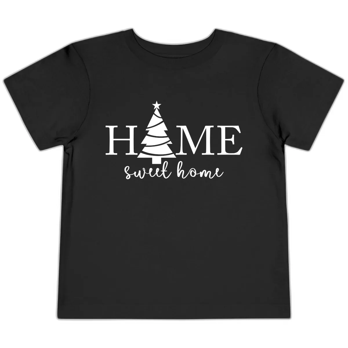 Home Sweet Home Christmas Tree Design Toddler T-Shirt in Black