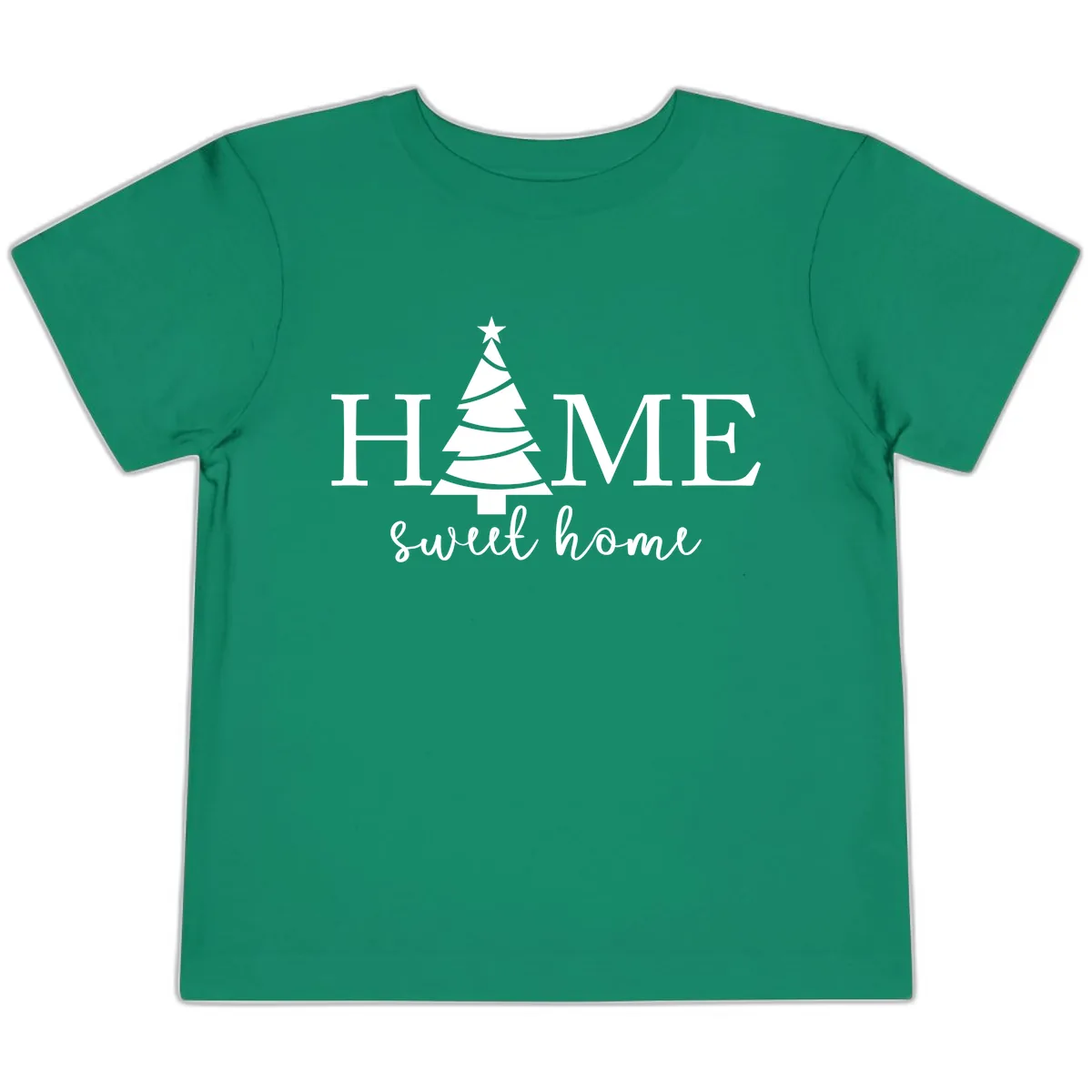 Home Sweet Home Christmas Tree Design Toddler T-Shirt in Kelly