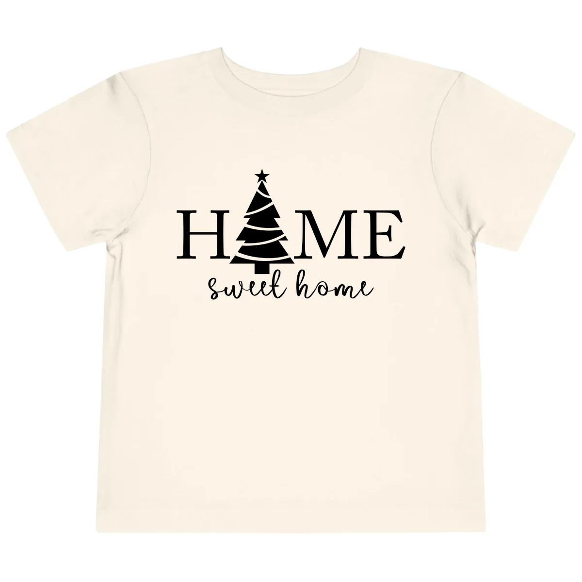 Home Sweet Home Christmas Tree Design Toddler T-Shirt in Natural