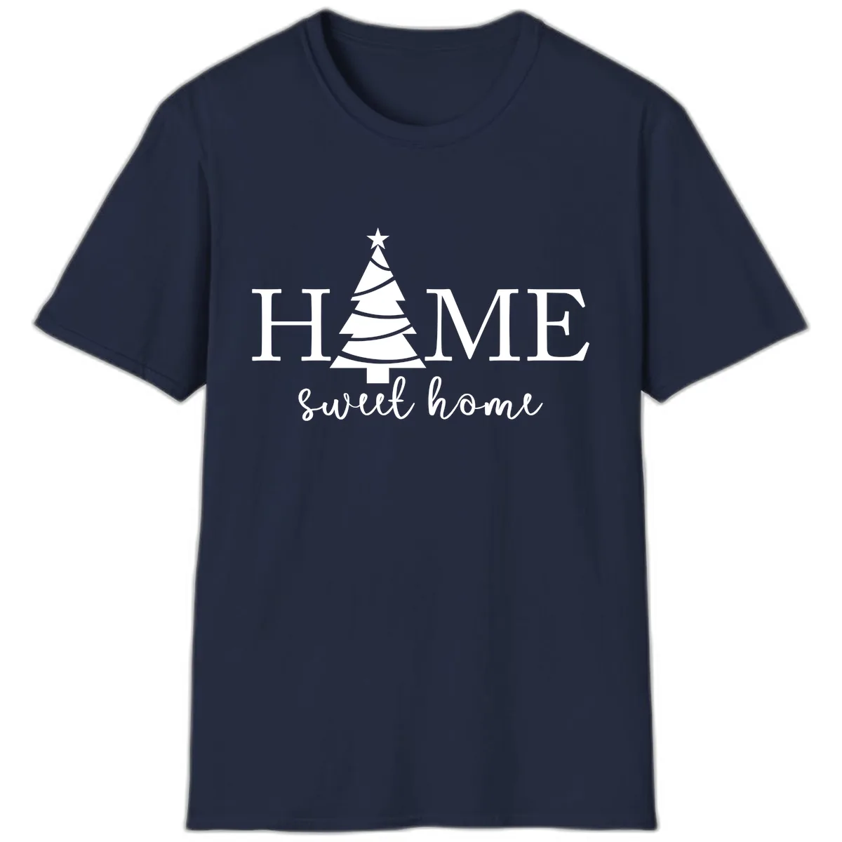 Home Sweet Home Christmas Tree Design T-Shirt in Navy