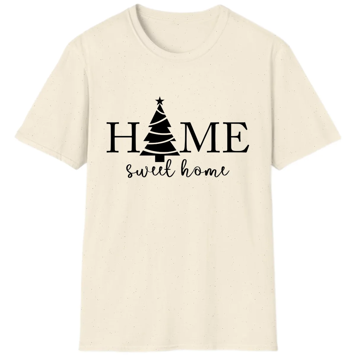 Home Sweet Home Christmas Tree Design T-Shirt in Natural