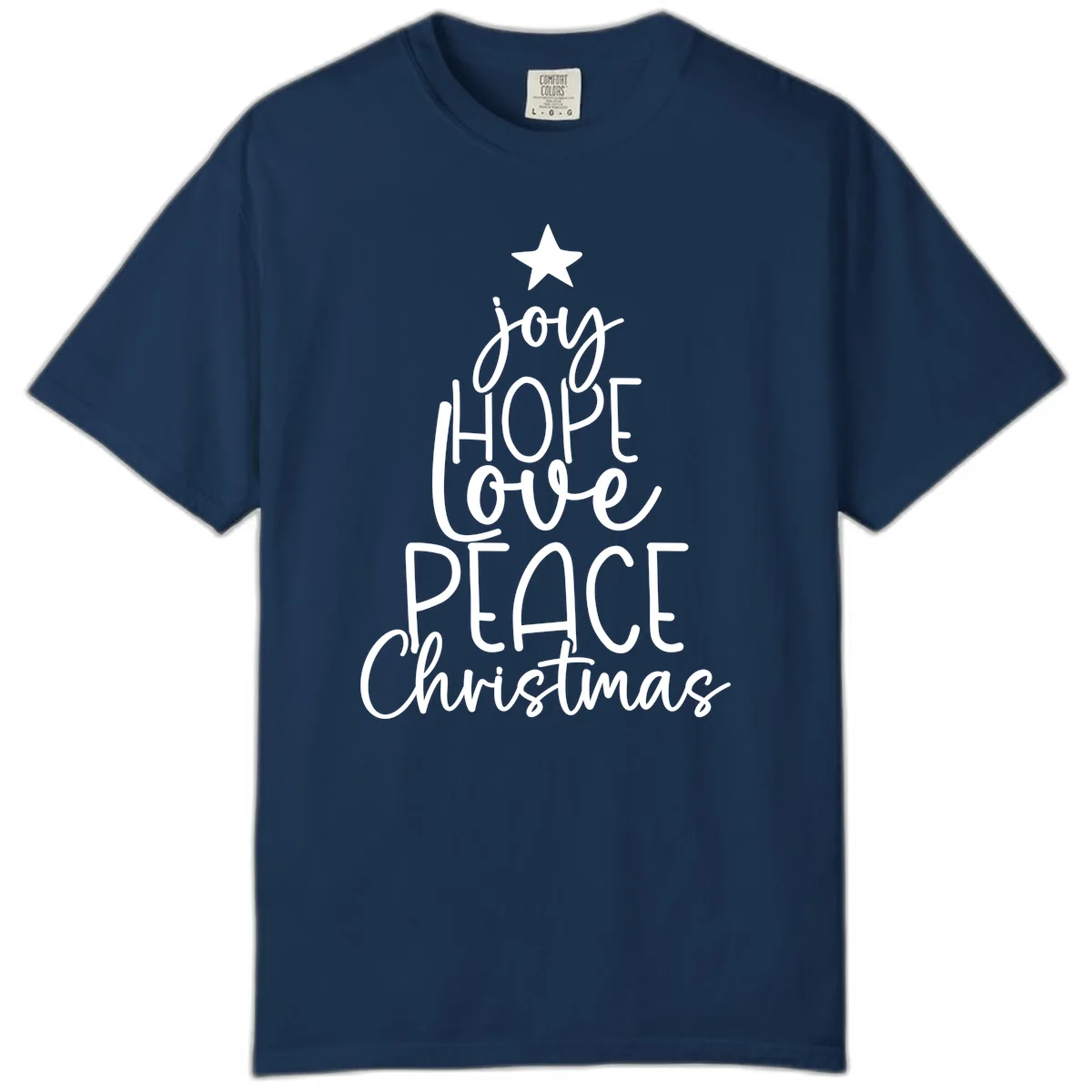 Christmas Tree Of Hope And Joy Comfort Color in Navy