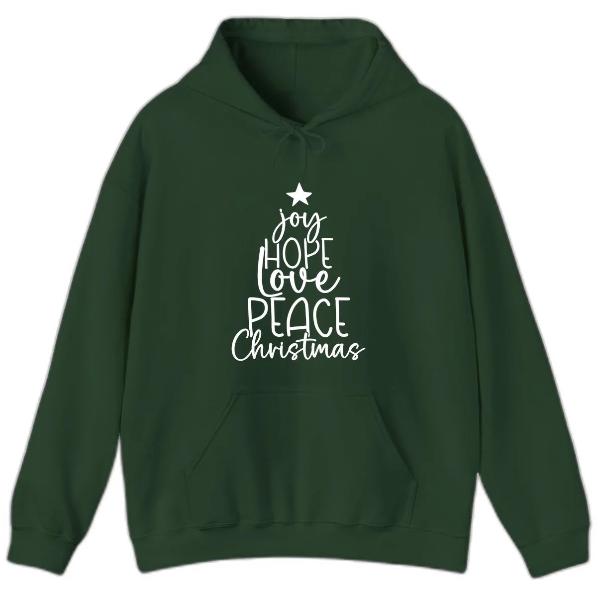 Christmas Tree Of Hope And Joy Hoodie in Forest Green
