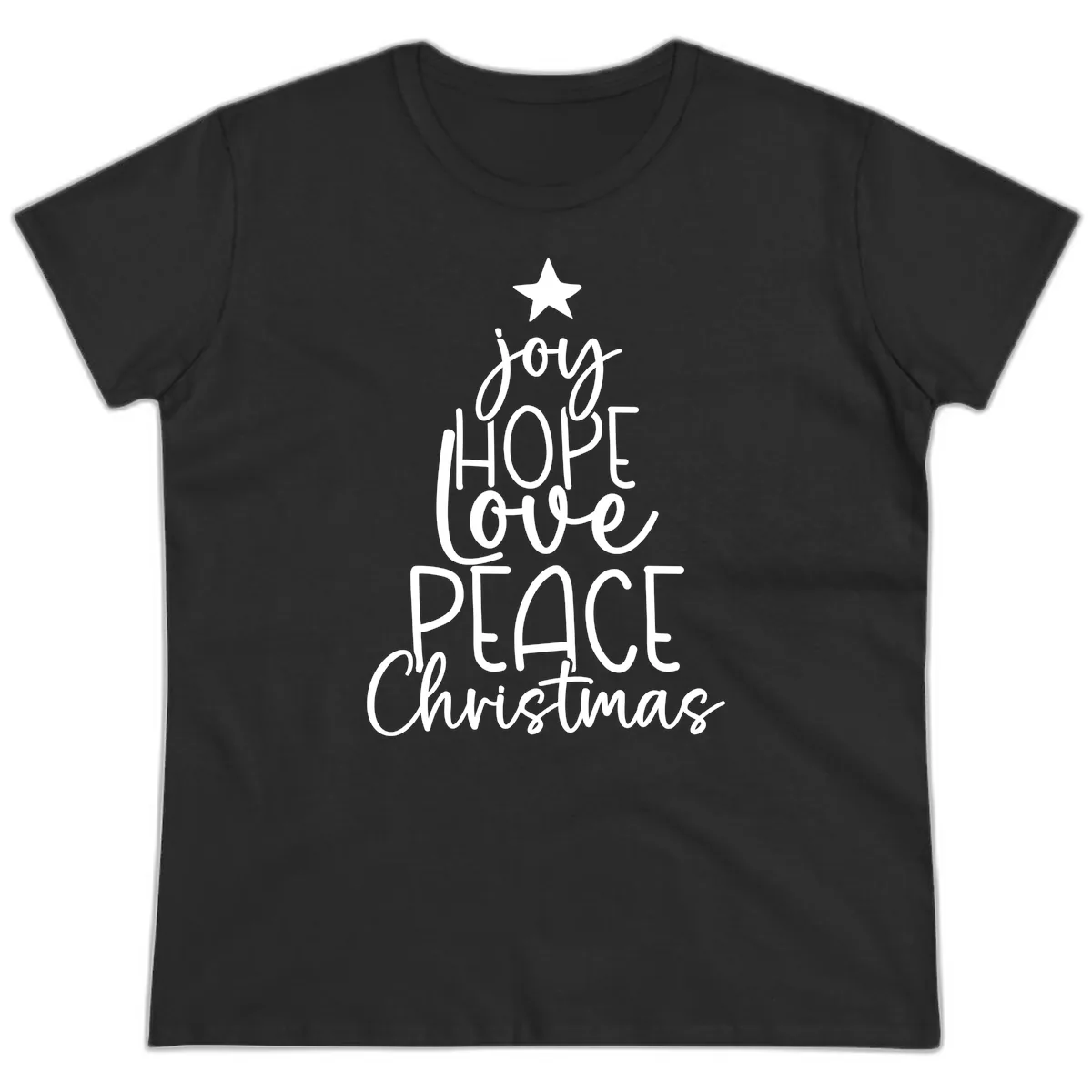 Christmas Tree Of Hope And Joy Ladies Tee in Black