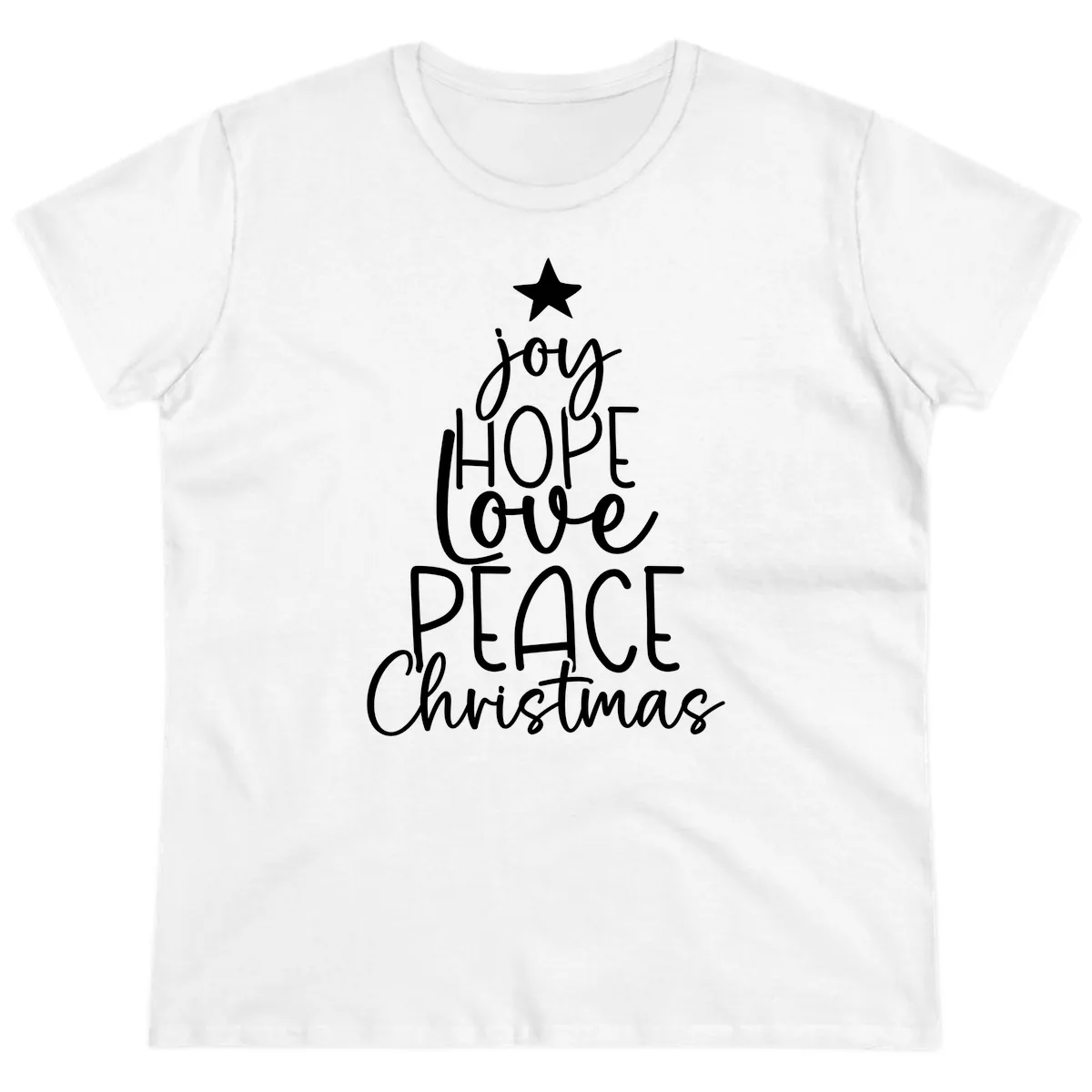 Christmas Tree Of Hope And Joy Ladies Tee in White